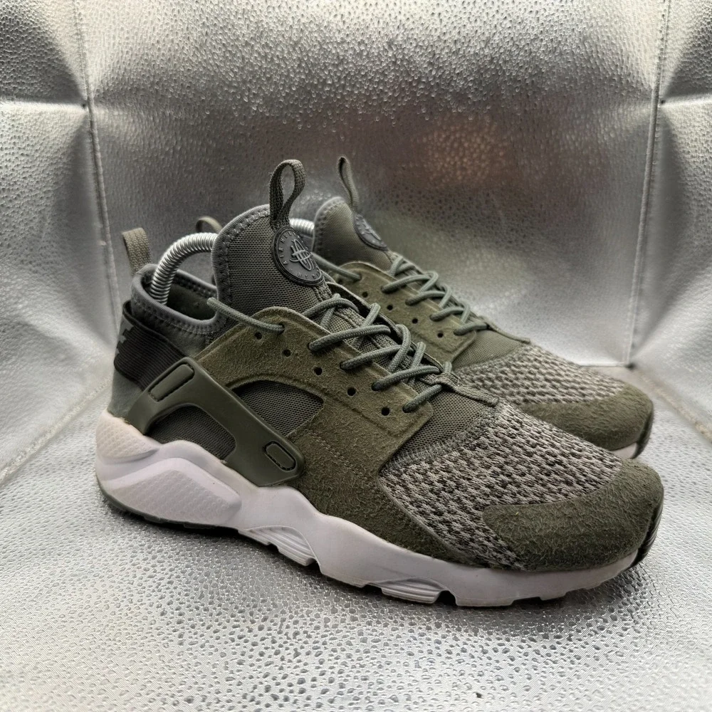 Size 7Y Nike Air Huarache Run Ultra SE (GS) Green Boys Athletic Shoes 942121-005
